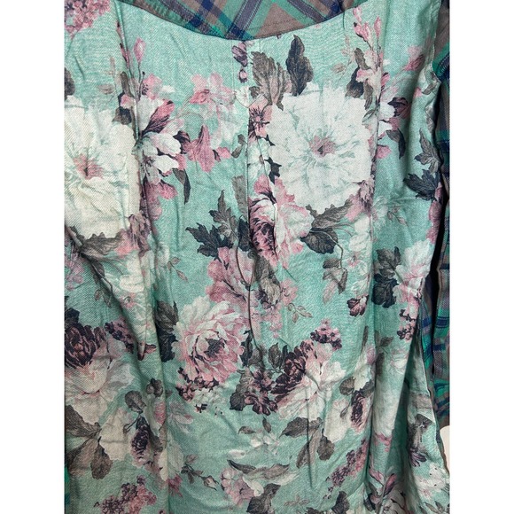 Taloni Collections New Plaid Button Up Floral Black Gray Teal Size Small Petite - Picture 11 of 12